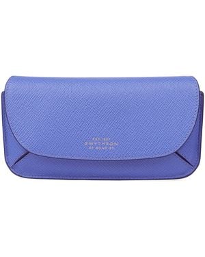 Smythson Panama Leather Sunglasses Case - Blue