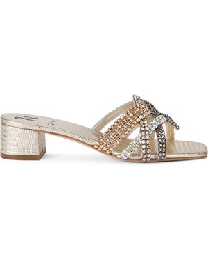 Gina Leather Embellished Roma Mules 35 - Metallic