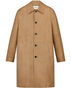 Saint Laurent Bubbled Lambskin Overcoat - Natural