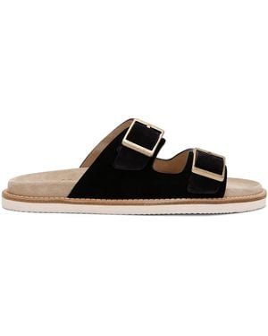 Brunello Cucinelli Suede Double-Strap Sandals - Black