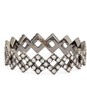 Eva Fehren Blackened And Diamond Rex Ring - White