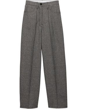 Prada Cotton-Wool Prince Of Wales Tailored Trousers - Grey