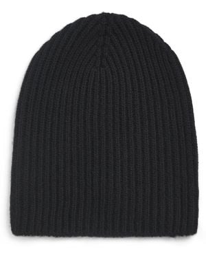 Johnstons of Elgin Cashmere Ribbed Beanie - Black