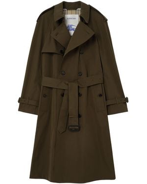 Burberry Long Cotton Gabardine Trench Coat - Green