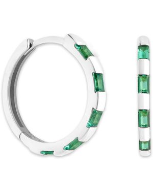 Astrid & Miyu And Emerald Baguette Hoop Earrings - Green