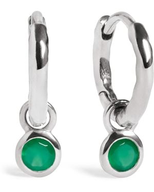 Monica Vinader Sterling And Onyx May Birthstone Huggie Earrings - Green