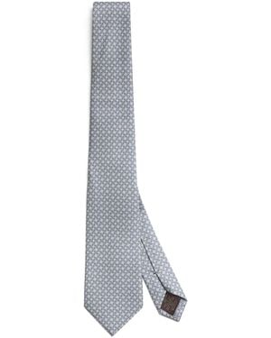 Canali Silk Jacquard Tie - White