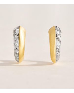 Jade Trau Mini And Diamond Frankie Huggie Hoops - Natural