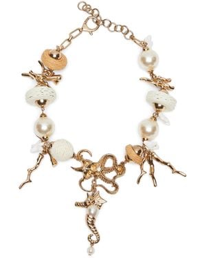 Weekend by Maxmara Beaded Charm Necklace - Metallic