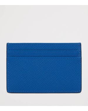 Smythson Panama Leather Card Holder - Blue