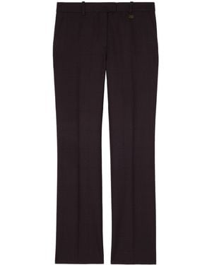 Burberry Wool Check Tailored Pants - Brown