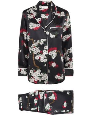 Olivia Von Halle Silk Lila René Pyjamas - Black