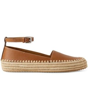 Ralph Lauren Calf Leather Barlowe Wedge Espadrilles 110 - Natural