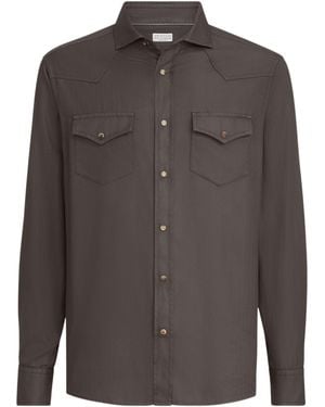 Brunello Cucinelli Cotton Western Shirt - Grey