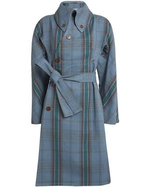 Vivienne Westwood Cotton-Blend Check Trench Coat - Blue