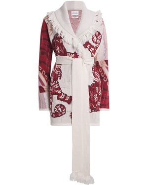 Hayley Menzies Merino Wool Jacquard Gene Cardigan - Red