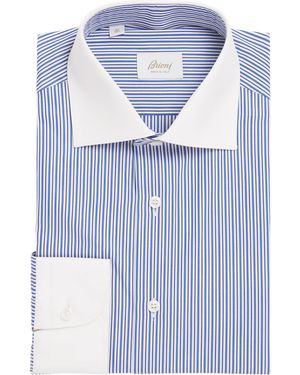 Brioni Cotton Stripe Shirt - Blue