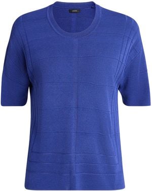 JOSEPH Grid Knit T-Shirt - Blue