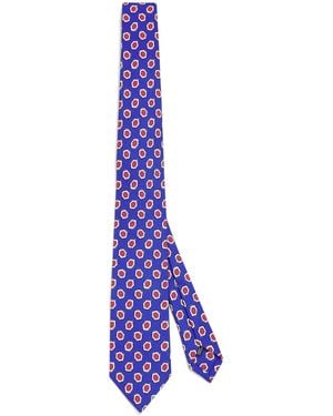 Drake's Silk Geometric Print Tie - Purple