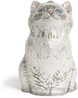 Judith Leiber Crystal-Embellished Kitten Clutch Bag - White