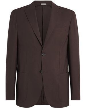 Corneliani Virgin Wool-Silk Unlined Whisper Blazer - Brown