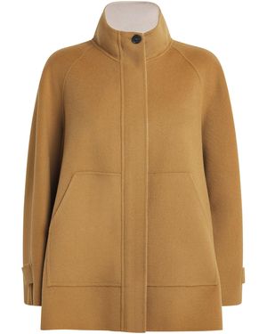 MAX&Co. Virgin Wool High-Neck Coat - Natural
