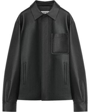 Loewe Leather Anagram Overshirt - Black