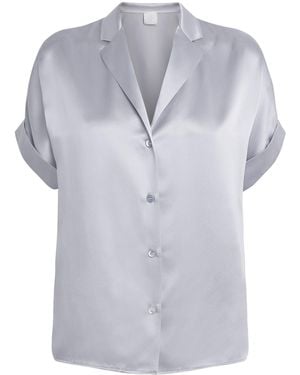 Eleventy Silk Short-Sleeve Shirt - Blue
