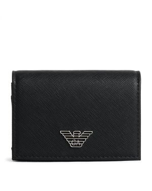 Emporio Armani Leather Eagle Card Holder - Black