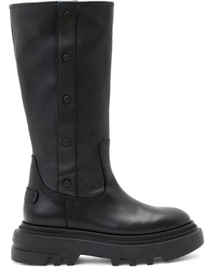 AllSaints Leather Dolly Stud Boots - Black