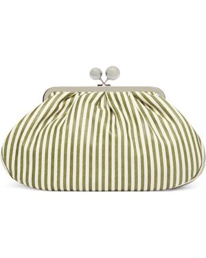 Weekend by Maxmara Medium Leather Striped Pasticcino Clutch Bag - Metallic