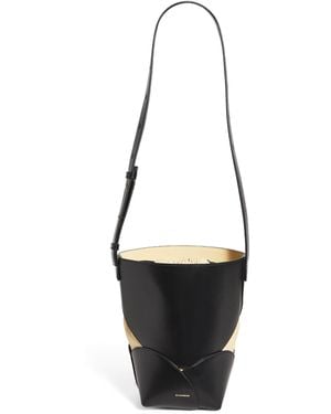 Jil Sander Small Leather Curve Bucket Bag - White