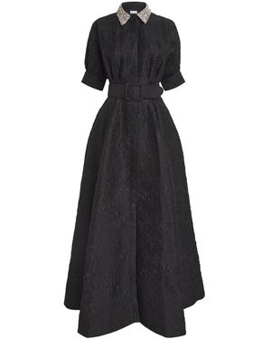 Rebecca Vallance Embellished-Collar Belted Esther Gown - Black