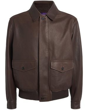 Ralph Lauren Leather Everett Flight Jacket - Brown