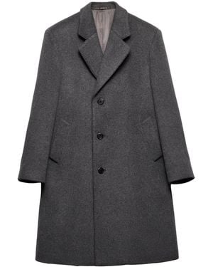 Prada Wool Single-Breasted Coat - Grey