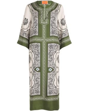 La DoubleJ Silk Kaftan Midi Dress - Green