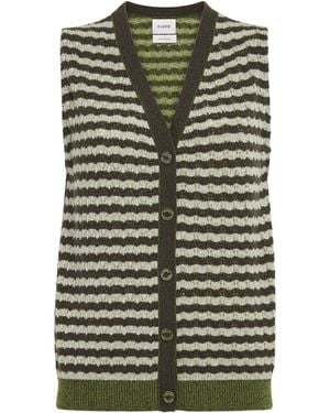 Barrie Cashmere Stripe Sleeveless Cardigan - Green