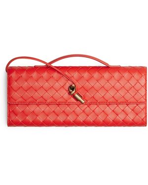 Bottega Veneta Leather Andiamo Clutch Bag - Red