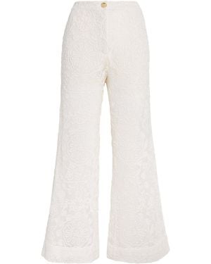 Maje Guipure Lace Flared Pants - White