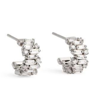 Suzanne Kalan And Diamond Shimmer Hoop Earrings - White