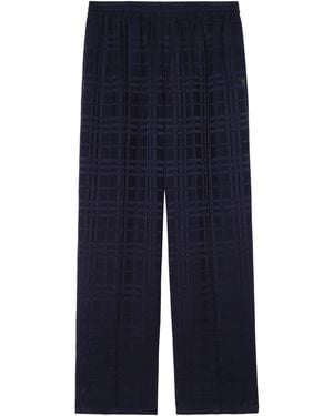 Burberry Silk Check Straight-Leg Pants - Blue