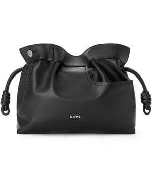 Loewe Leather Jean-Detail Flamenco Clutch Bag - Black