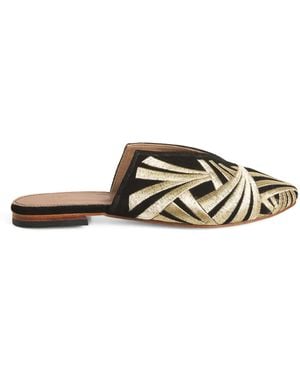 RAMLA Suede Embroidered Palazzo Signoria Mules - Multicolor
