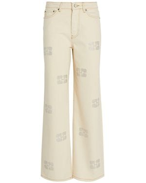 Ganni Embellished Butterfly Jeans - Natural