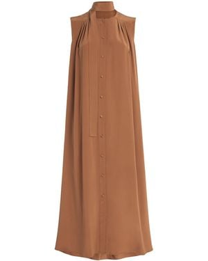 Yves Salomon Silk Crepe De Chine Midi Dress - Brown