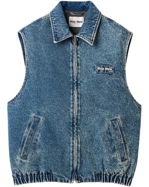Miu Miu Stonewashed Denim Vest - Blue
