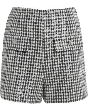 Sandro Tweed Sequinned Houndstooth Shorts - Black