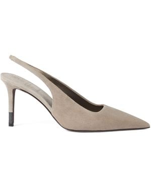 Brunello Cucinelli Suede Slingback Court Shoes 80 - White