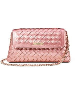 Aspinal of London Metallic Leather Clutch Bag - Pink
