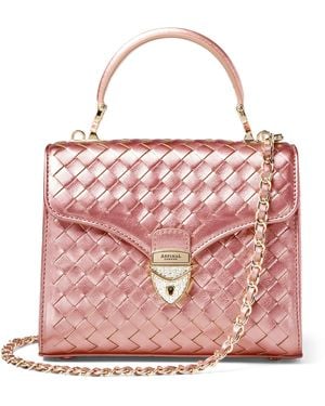 Aspinal of London Midi Metallic Leather Mayfair Bag - Pink